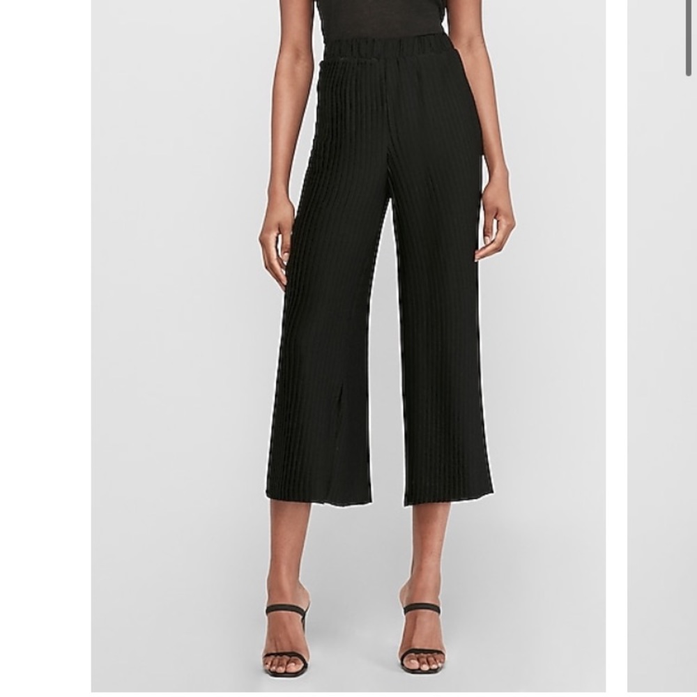 Express High Waisted Pleated Cropped Pull-On Pant